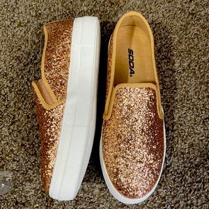 Soda; Rose Gold Loafers